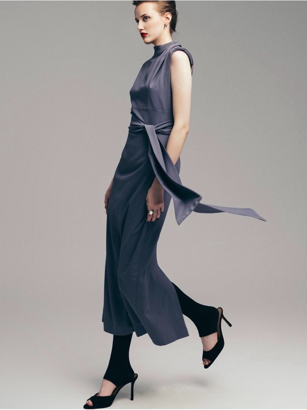Julia Allert Designer Long Dress With Mock Neck Solid Pale Violet - Picture 2 of 6